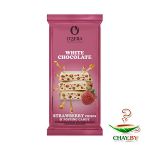 Шоколадный батончик O Zera белый с клубничными крислами и взрывной карамелью, 45 г